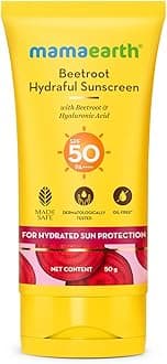 Mamaearth Beetroot Hydraful SPF 50 Sunscreen with PA++++ | Gives Natural Pink Glow with Sun Protection | Deeply Hydrates with Hyaluronic Acid | 1.76 Oz/50g
