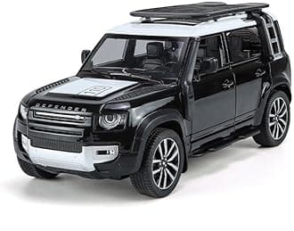 Brand Conquer 1:24 Scale Big Size Land Rover Defender Model Car Exclusive Alloy Metal car Pull Back Die-cast Metal Toy car with Openable Doors & Light Music Toys (Big Size Land Rover Defender Black)