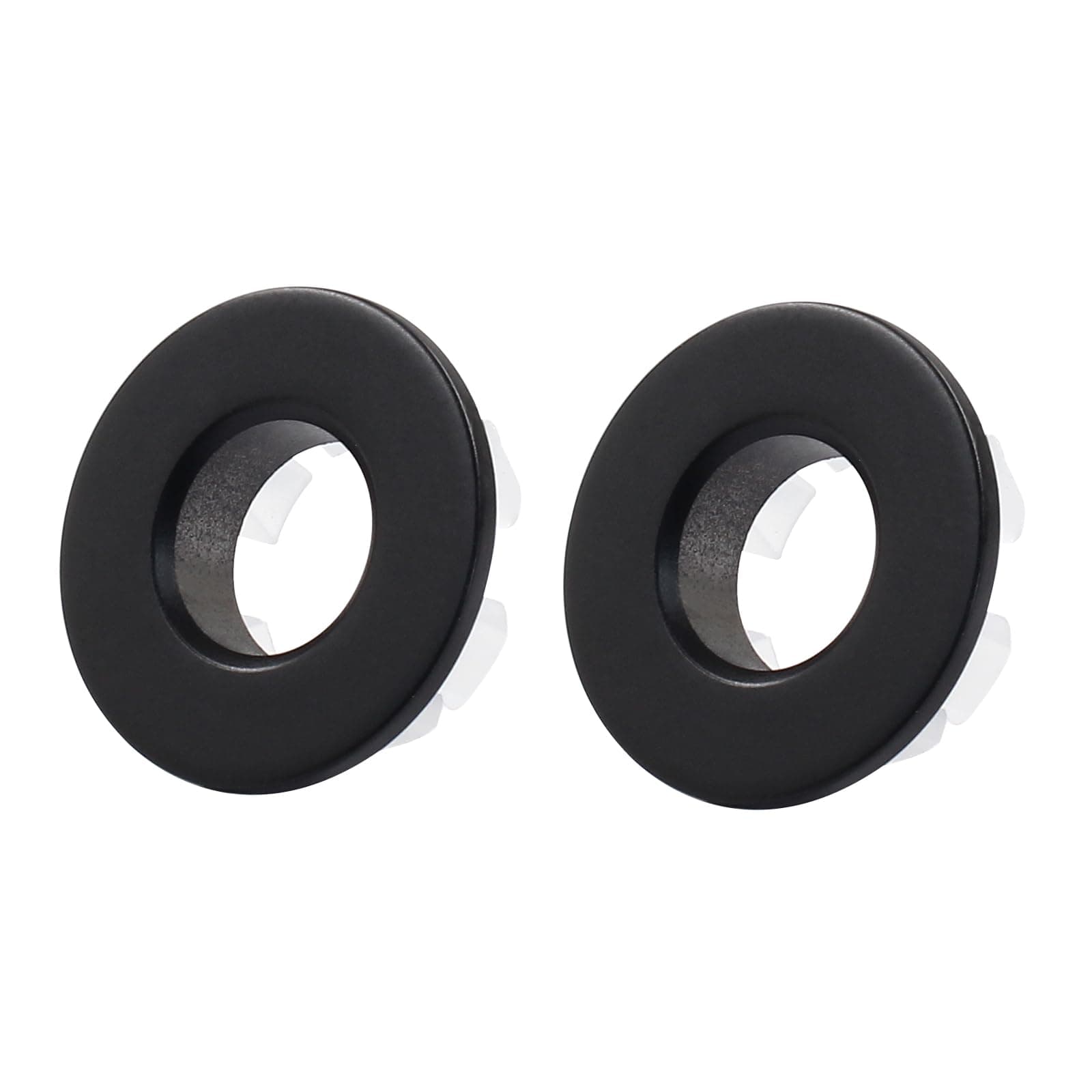 4 PCS Sink Basin Trim Overflow Hole Cover, Brass Insert in Round Trim Cap for Bathroom Kitchen(Matte Black)