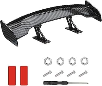 Car Spoiler Wing, Carbon Fiber Auto Exteriores Rear Tail Wings, ABS Automotive Mini Tiny Trunk Spoiler for Most Vehicles, Universal Car Accessories (Black Carbon Fiber, Large)