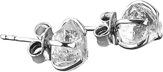 AA Raw Gemstone Rough Crystal Stone Dainty Stud Earrings for Women, Birthstone Handmade Wedding Jewelry, 925 Sterling Silver 4-Prong Setting Earrings, Birthday Gifts for Mom, Girls