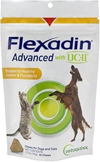 Vetoquinol Flexadin Advanced Dog Hip and Joint Supplement with Undenatured Collagen, One Chew a Day Hip and Joint Support Chew for Dogs and Cats, Clinically Proven Vet-Approved Formula, 30 Chews