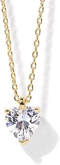 14K Gold Plated Cubic Zirconia Diamond Pendant Necklace for Women | Adjustable Slider