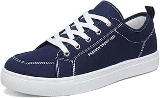 tazimall New Casual Sneakers for Men Lace-Up Canvas Shoes Low Top Walking Shoes