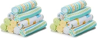Spasilk Baby Washcloth Wipes Set for Newborn Boys and Girls, Soft Terry Washcloth Set, Pack of 20, Yellow Lines