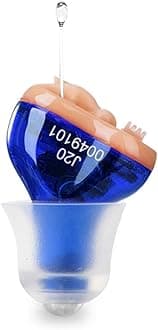 J20 Hearing Aids for Seniors Adults Noise-Cancelling - Elderly Assistance Listening, Hearing Amplifier, Mini Sound Amplifier, Ear Sound Enhancer, Noise Reduction, Enhanced Speech, Feedback Cancellation (Blue, Left)