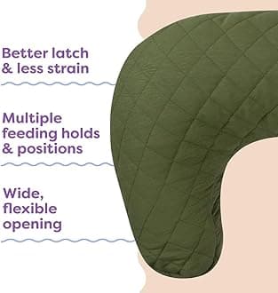 Boppy Nursing Pillow with Luxe Fabric Cover, Quilted Moss, Larger, More Supportive Pillow for Breastfeeding and Bottle Feeding; Firmer and Higher Than Original, w/Premium Cover; JPMA Certified