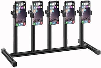 Rygcrud Multiple Cell Phone Holders, Group Control Phone Stand - with Adjustment Height, Desktop Rack for Live Streaming, Retail, Gaming, Studio(5 Slots)