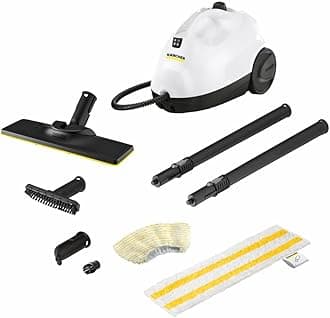 KARCHER SC 2 EasyFix Steam Cleaner, 1500W, 3.2 Bar Pressure, 1200L Steam/L Water, Chemical Free Cleaning, Removes 99.99% Viruses & Bacteria, EasyFix Floor Kit, Ideal for Home Use, German Tech, White