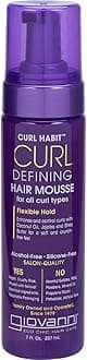 Giovanni Curl Defining Hair Mousse 207ml | to Moisturizes & Improves Texture | Tames Frizz, Flyaways & Controls Static | Long-Lasting | Silicone-Free