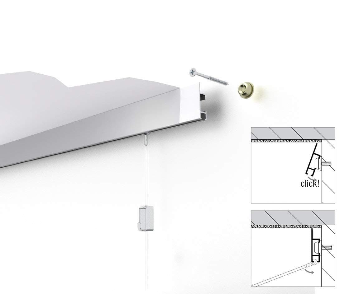 STAS Cliprail Max Picture Hanging System- Complete Kit (White)