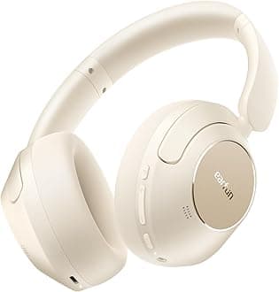 EarFunWave Pro Active Noise Canceling Headphones, Wireless Over Ear Bluetooth Headphones, LDAC Hi-Res Sound, 5 Mics AI Clear Call, 80H Playtime, Multipoint Connection, Comfort Fit, Oat White