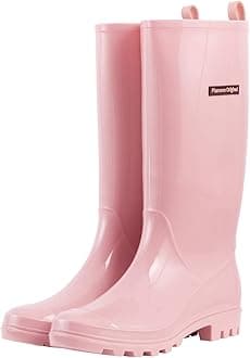 Tall Rain Boots Women Fashion Waterproof Boots for Women Light Outdoor Garden Shoes Muck Boots for Ladies Non Slip Work Shoes Rubber Boots with Premium Comfort Insole