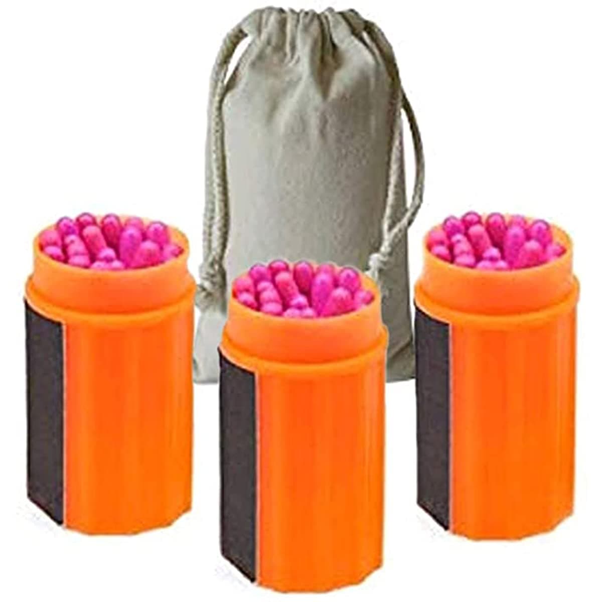 CZ-XING Stormproof Match Kit Portable Waterproof Matches Case With Replacement long Matches Starter Waterproof Matchl Bulk Container Used For Survival Striker Box With Drawstring Cotton Bag (Orange 3)
