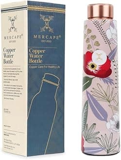 Unlock Ayurvedic Secrets Copper Water Bottle - Multi Colored Design, Leak Proof (900 ml)