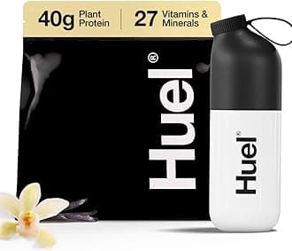 Black Edition Bundle | Vanilla 40g Vegan Protein Powder + Shaker Bottle | Nutritionally Complete Meal | 27 Vitamins and Minerals, Gluten Free | Lockable Lid to Avoid Spills | BPA Free
