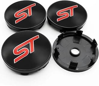 Set of 4 Car Hub Centre Caps for Ford ST Fusion Everest Escape Explorer Edge Mondeo Focus Ecosport Fiesta 60MM ABS Aluminum Wheel Center Caps ABS Plastic Snap-On Fit Car Wheel Rim Caps,B