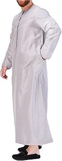 VIVICOLOR Mens Saudi Arab Jubba Thobe Muslim Islamic Kandora Kaftan Arab Ramadan Prayer Dress Robe
