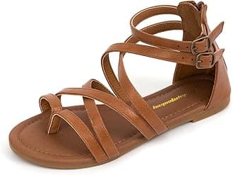 FUNKYMONKEYGirls Gladiator Strap Sandals Flat Fisherman Thong Cross Strappy Sandals