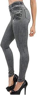 Thermal Fleece Lined Jeggings - Women's High Waist Thick Stretchy Denim Look Ripped Skinny Legging Pants