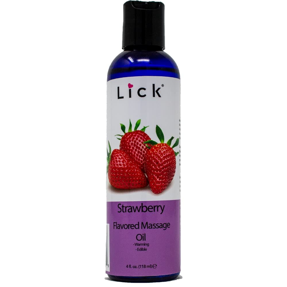Strawberry Flavored Massage Oil with Natural Vitamin E - Aromatherapy & Moisturizing Body Oil for Relaxing Muscle Massage - Essential Non-Sticky Skin Therapy for Men and Women - 4 oz