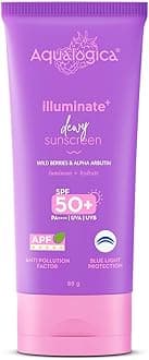 Illuminate+ Dewy All Skin Type Sunscreen Spf 50+ Pa++++ With Wild Berries & Alpha Arbutin - 80g Protection Against Uva/B & Blue Light, Fragrance-Free For Luminous & Sun Protected Skin