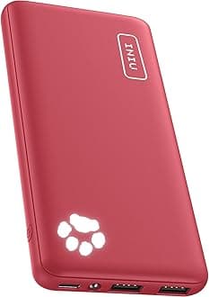 INIU Portable Charger, USB C Slimmest Triple 3A High-Speed 10000mAh Phone Power Bank, Flashlight External Battery Pack Compatible with iPhone 16 15 14 13 12 11 X Samsung S21 S20 Google LG iPad [Red]
