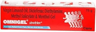 Cipla Omnigel Pain Relief Gel | Quick Relief for Muscle Pain, Sprains and Strains (75 gm Gel)