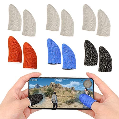 Dreamtop 12 pcs Finger Sleeve Mobile Game Controller Breathable Anti-Sweat Touch Screen Finger Cot Aim Joysticks Finger Set
