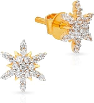 Malabar Gold & Diamonds 18kt Gold Earrings for Women | 18k Gold Earrings for Birthday, Anniversary, Valentine's Day & Festival Gift | 18 kt (750) BIS Hallmark Certified Gold Stud Earrings