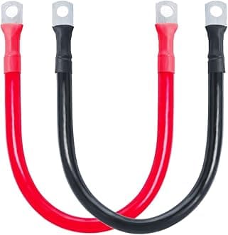 ECO-WORTHY 2AWG Battery Cables Set with 5/16’ Lugs Terminals, 12inch Tinned Copper Battery Inverter Cable for Car, Truck, RV, Solar