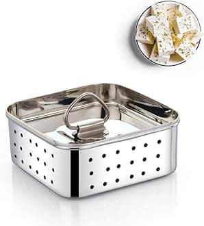 Ladiosa ® Paneer Mould Sprout Maker Paneer Maker Steel Tofu Steel Container Sprouts Maker Paneer Maker Strainer Stainless Steel Paneer Press Paneer Strainer | 450 ml, silver