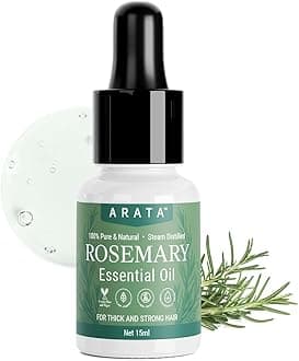Arata Undiluted Rosemary Essential Oil For Hair Growth, Hair Fall Control & Nourishment | 100% Natural and Pure Blend | Strengthens Hair & Balances Scalp | 15ML