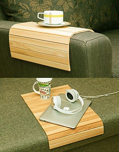 Craftman Wood Multi-purpose Sofa Arm Mat Tray Set fo 2