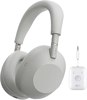WH-1000XM6 Wireless Noise-Canceling Headphones with QN3 Processor (Silver) Bundle with Connect Air in-Flight Bluetooth Wireless Audio Transmitter (2 Items).