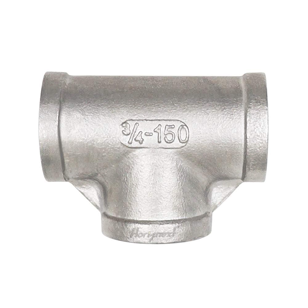 npt 3/4 female thread stainless steel tee pipe fitting, three way 1 inch I.D. connector, metal cast t shaped adapter for water air furniture tank tube industrial (1 pc)