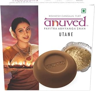 Utane (Ubtan) Natural Scrub Soap | Pack of 3 | 125g Each | Enriched with 15 Exotic Indian Herbs & Rishikesh Gangajal | Herbal Soap for Face & Bath | Soft & Glowing Skin | Tan Removal Soap