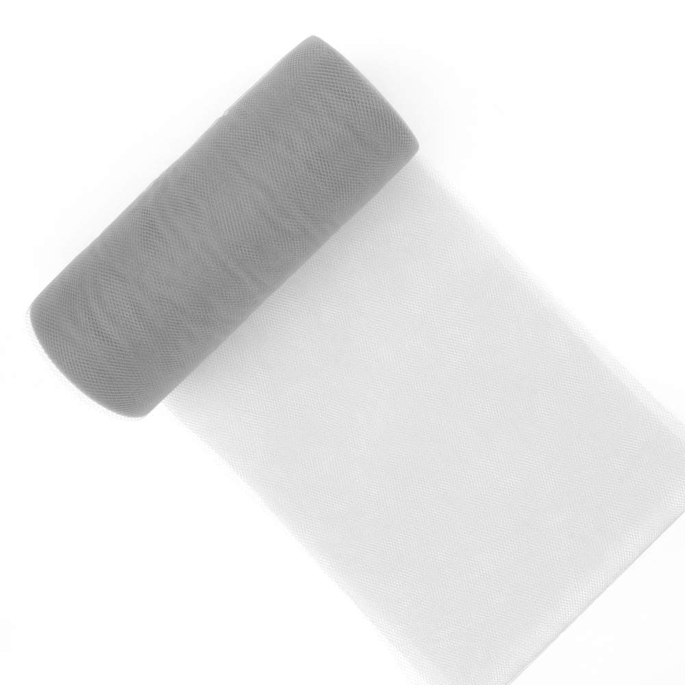 Creative Ideas Tulle Fabric Roll 6" by 25 yd (75'), 29 Colors Available, Silver