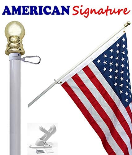 Flag Pole Kit - Includes 3x5 ft American Flag Made in USA, 6 Foot Tangle Free Flag Pole, and Flagpole Bracket Holder Set