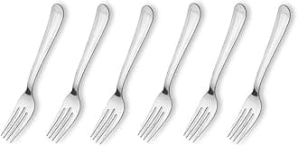 Crystal Stainless Steel Dessert Fork Set, Set of 6, Silver
