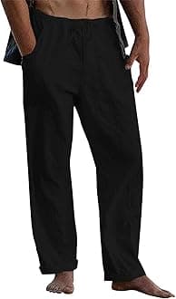 KUIOLYPOER Linen Pants Men Yoga Beach Baggy Casual Pants 2025 Summer Elastic Waist Drawstring Cotton Trousers with Pockets