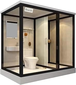 Prefab Luxury Integrated Bathroom Pod All in One Modular Shower Room & WC Unit for Hotels,Residences, & Commercial Spaces (SIZE, Medium 74X47X84 INCH 5, All-in-One Bathroom Module)