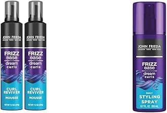 John Frieda Curly Hair Reviver Mousse Enhances Curls, a Soft Flexible Hold & Anti Frizz, Frizz Ease Dream Curls Daily Styling Spray