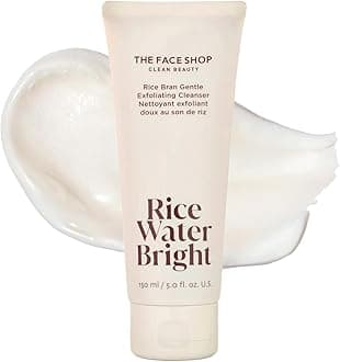 Rice Water Bright Rice Bran Gentle Exfoliating Cleanser - Hydrating, Moisturizing & Brightening Face Cleanser - Vegan Exfoliating Face Wash Face Scrub - Korean Skin Care Face Exfoliator