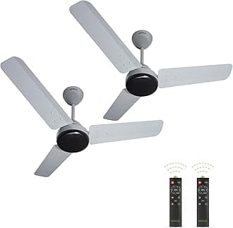 OCECO BLDC Fan 900mm Combo Pack of 2 Euro Grey Energy Efficient Ceiling Fans with Remote Control BEE 5 Star Low Power High Air Delivery