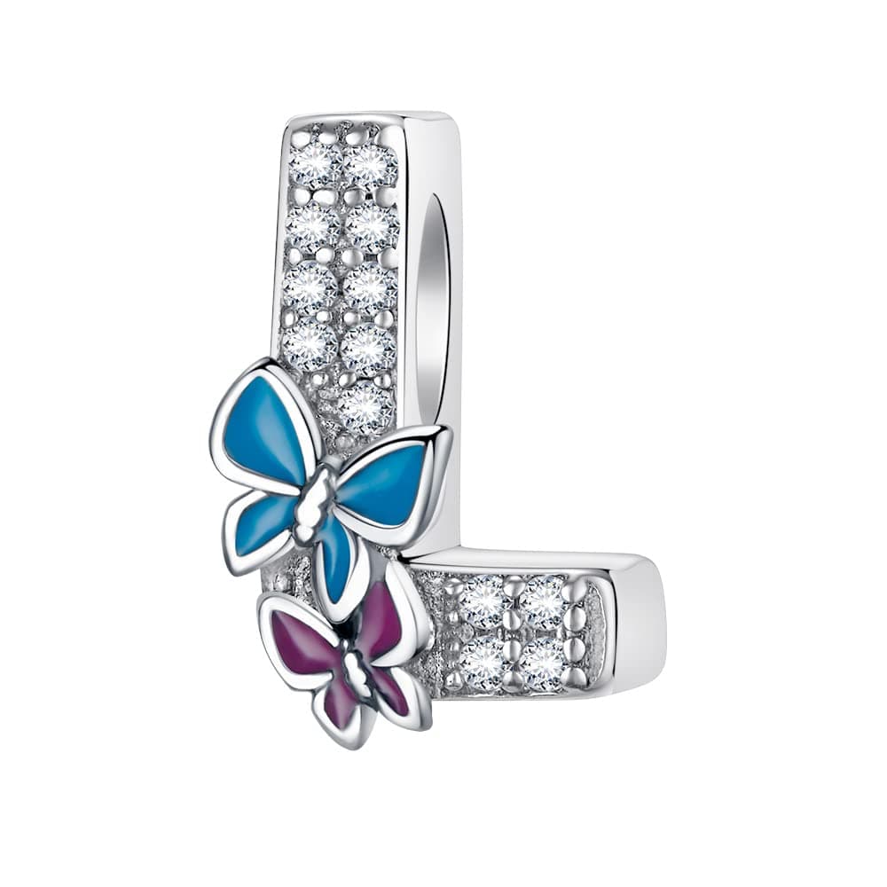 Complete A~Z Alphabet Charm Letter Beads Solid 925 Sterling Silver with Cubic Stones Flower Butterfly fits European Bracelets Necklace Women Jewelry Gift Options
