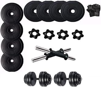 Bodyfit (8kg-40kg) Plates Adjustable Dumbbell Exercise Rods, Weight set, Home Gym Fitness Kit, Gym Plates Equipment, Gym Set. (8 Kg Gym Set)