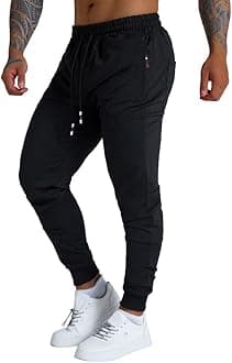 Mens Active Athletic Workout Jogger Sweatpants for Men with Zipper Pocket and Drawstring Size S-2XL
