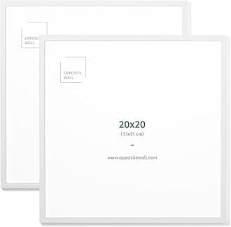 Opposite Wall - 20x20 in - White Solid Oak Wood Picture Frame - Lightweight, Versatile & Shatterproof - Wall Hanging Photo or Poster Frame - Wall Decor for Office, Gallery & Home - 2 Pack