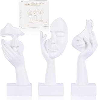 3 Pcs Thinker Small Statue Set - White Art Abstract Home Accent Figurines for Decor Woman Apartment Bookshelf Floating Shelf Coffee Table Office Desk Bathroom Counter Decor (3 Pcs White, 6")